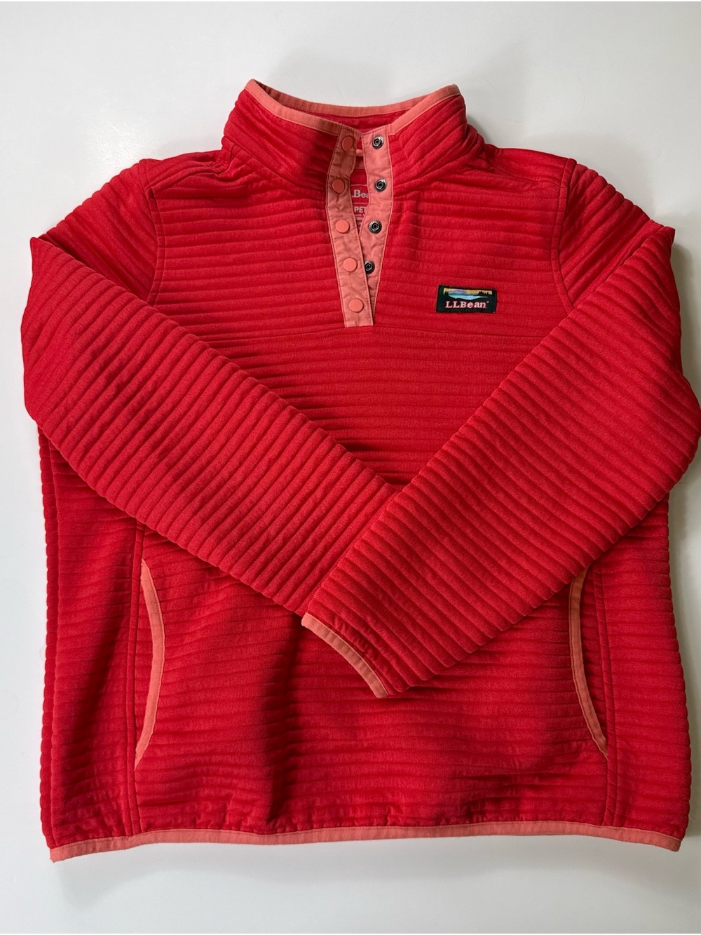 L.L. Bean Coral Quilted Snap Pullover